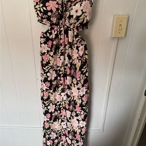 Floral Maxi Dress with Pink and White Flowers